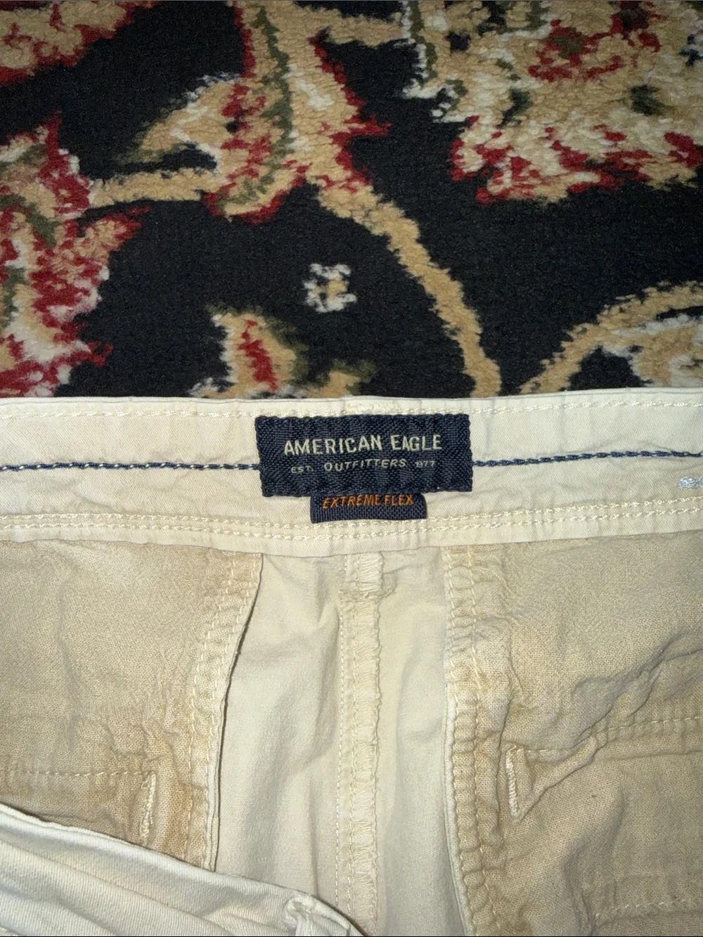 American Eagle Outfitters Men’s Cream Flat-Front Shorts